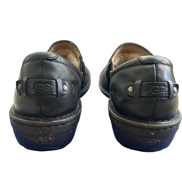 UGG Anila Black Leather Wool Lined Slip On Clog Size 9 - Picture 10 of 11